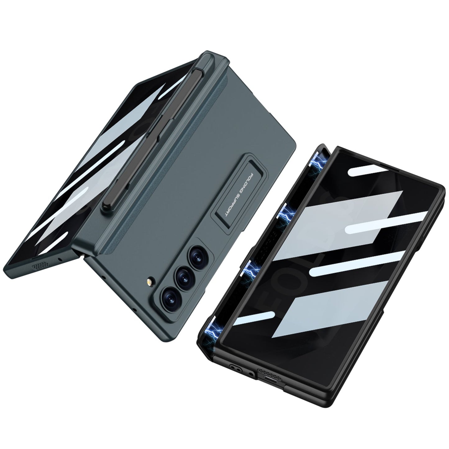 Magnetic Hinge Pen Slot Hidden Bracket All-included Case (with Back Screen Protector)