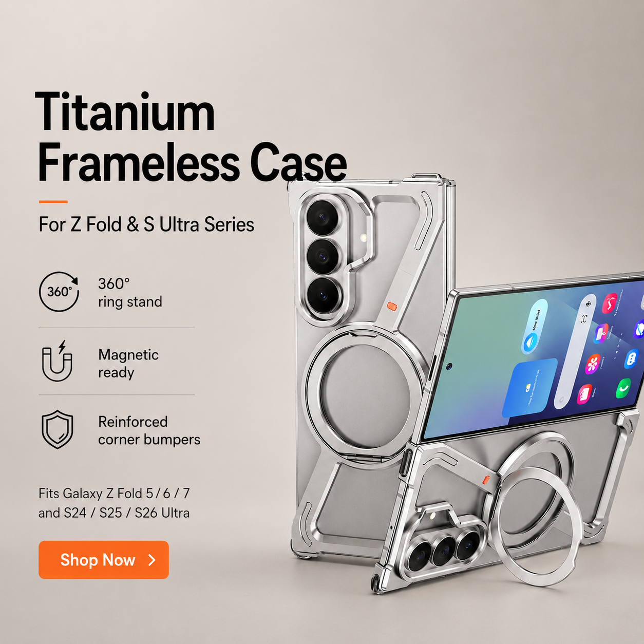 Titanium Frameless Case for Z Fold & Ultra Series